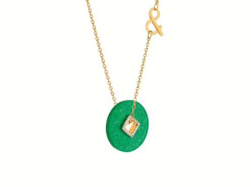 Min&ral Joaillerie Médaille Coins diamant jade verte