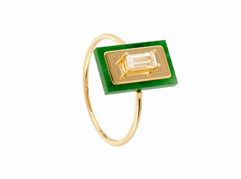Min&ral Joaillerie Bague Gala jade verte