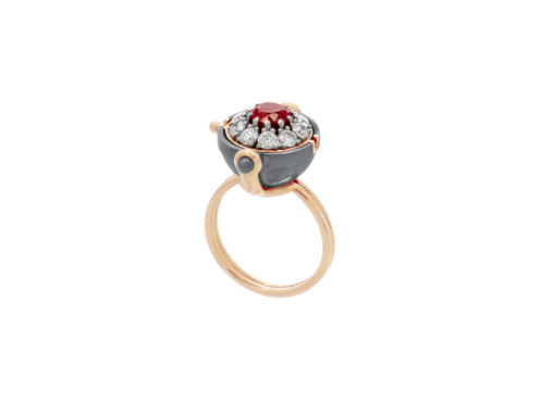 Elie Top Bague Sirius Sphère MM Rubis Or Rose PACKSHOT