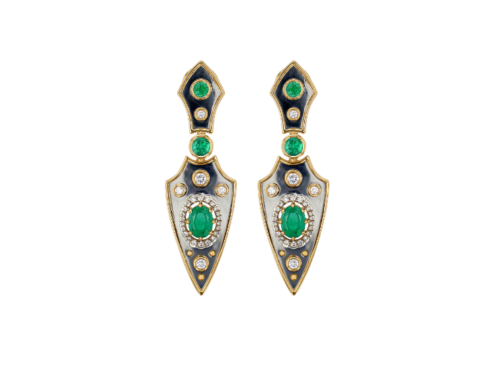 Elie Top Boucles d'Oreilles Lance Courtes Emeraudes packhsot