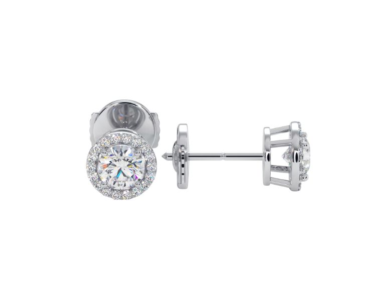 Celinni - Boucles d'oreille diamant rond Halo Ma Vie