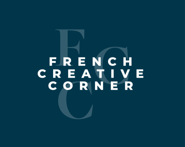 French Creative Corner logo fond bleu-
